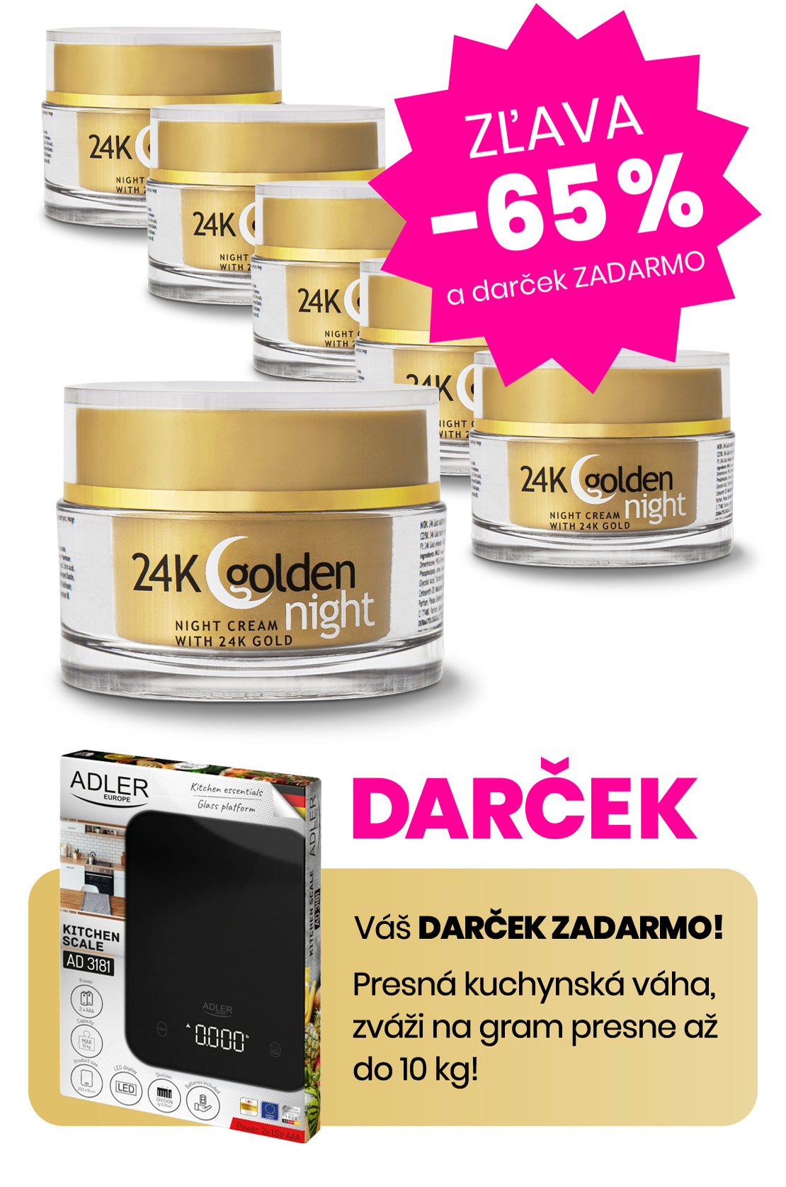 Aimé 24K nočný krém s pravým zlatom